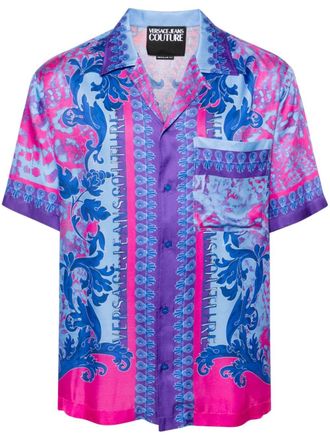 Versace Jeans Couture mix-print twill shirt - Blue