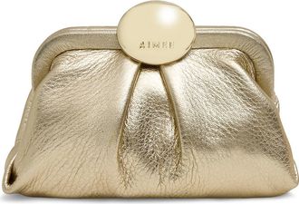 Aim&eacute;e Mini Full Circle Leather Frame Crossbody Clutch in Warm Champagne at Nordstrom