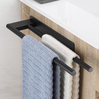 OEM Toallero Negro Mate - Autoadhesivo - Doble - 39 Cm