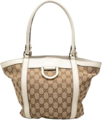 Gucci Pre-owned Abbey D-Ring Handbag - Dames - Vintage Shopper - Beige - ONE Size - Leer - Vintage