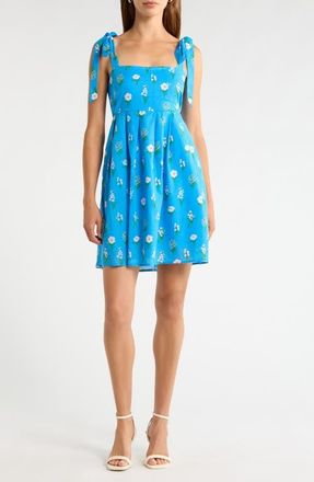 Sugarlips Graica Pleated Midi Dress in Blue White Green at Nordstrom, Size X-Large