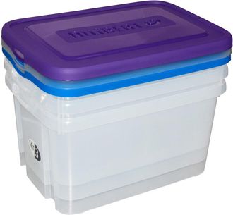 Allibert Lote De 3 Cajas Transparentes De 50 Litros Con Tapas