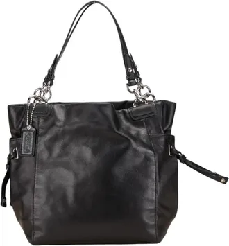 Coach Black Leather Shoulder Bag Tote Bag (Pre-Owned)