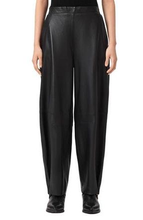 AllSaints Etta Barrel Leg Leather Pants in Black at Nordstrom Rack, Size 10 Us / 14 Uk