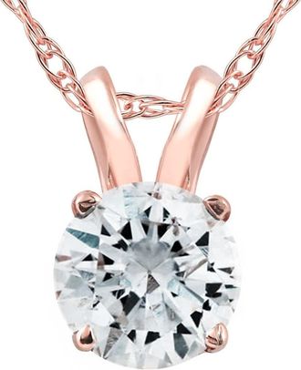 Pompeii3 1/2 Ct Lab Grown Solitaire Diamond Pendant 14k Rose Gold Necklace