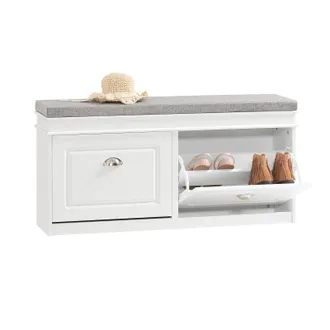 SoBuy Scarpiera Salvaspazio Slim Da Ingresso Panca Contenitore Con Cuscino, Cassapanca Scarpiera Regolabile Per Casa, Camera, Corridoio, L104p24a52cm, Bianc