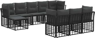 vidaXL Conjunto De Sof&aacute;s De Exterior Negro Y Gris Oscuro Poli&eacute;ster Vidaxl