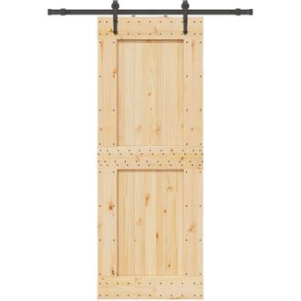 vidaXL Puerta Corredera Con Herrajes Madera Maciza De Pino 85x210 Cm Vidaxl