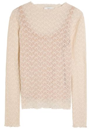 Vince Mock-neck Lace top - Cream - S (UK8-10 / S)