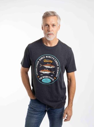 Weird Fish Fish Stamp Front Print Graphic T-Shirt in Black at Nordstrom, Size Xxx-Large