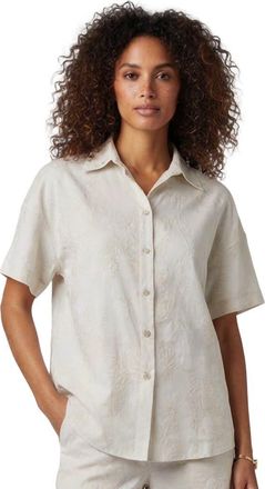 Lords of Harlech Paisley Explosion Womens Relaxed Linen Printed Shirt in Paisley Explosion Ivory at Nordstrom, Size Medium