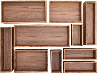 Seville Classics 10Pc Acacia Storage Box Set