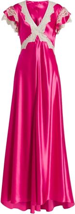 Alberta Ferretti Abito lungo con finiture in pizzo - Rosa