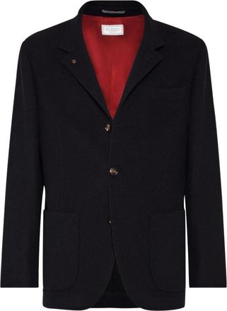 Brunello Cucinelli Jassen, Heren, Zwart, S, Kasjmier, Enkelrijige Blazer