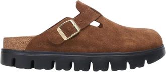 Birkenstock Chunky Dark Tea Su&egrave;de Sandalen Narrow - Dames - Slip ons - Bruin - 40 EU - Su&egrave;de - Schoenen