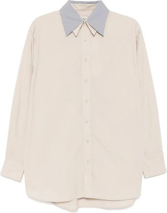 Recto Blouse met contrasterende dubbele kraag - Beige