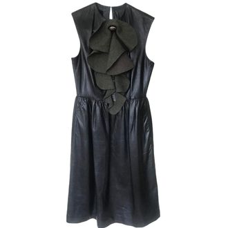 Fendi leather ruffle front dress Size 40