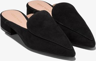 Cole Haan Womens Cole Haan Piper W08934 Flats Black Suede Pointed Toe Mules LION447