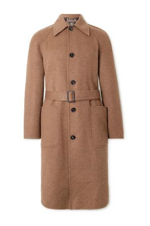 Loro Piana Owen Belted Suede-Trimmed Rain System Cashmere Coat