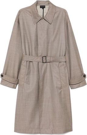 Emporio Armani Virgin-Wool Belted Trench Coat