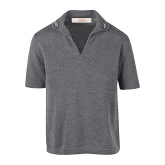 Jucca V-neck Knitwear, female, Gray, Size: XL Maglia Polo