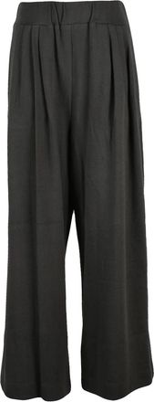 Eleh Grey Pleated High-Waisted Cotton-Blend Pants