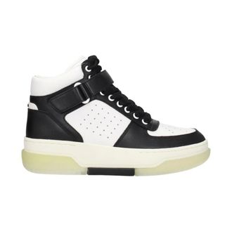 Amiri Schoenen, Heren, Zwart, 44 EU, Leer, Zwarte Leren Logo Sneakers