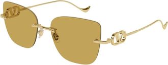 Valentino Sunglasses, female, Yellow, Size: 54 MM Sunglasses