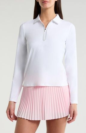 G/Fore Silky Tech Nylon Long Sleeve Golf Polo in Snow at Nordstrom, Size X-Large