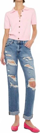 Kancan Boyfriend Straight Leg Jeans In Blue