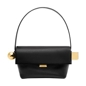 Jacquemus Handbags, female, Black, Size: ONE SIZE Black Lambskin Crossbody Bag
