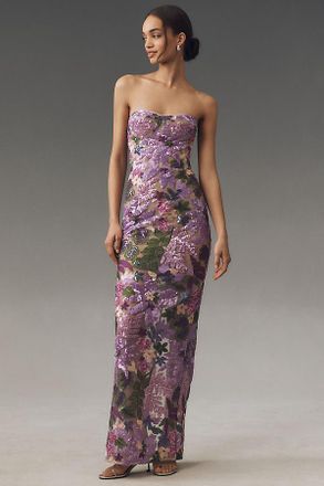 Bronx and Banco Strapless Stretch Sequin Dahlia Maxi Dress