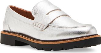 Blondo Waterproof Penny Loafer in Silver Leather at Nordstrom, Size 5.5