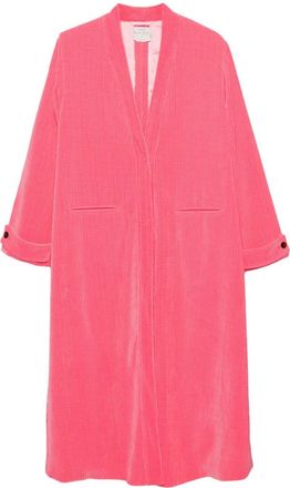 Forte_Forte V-neck corduroy coat - women - Polyester/Elastane - II - Pink
