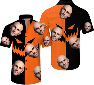 Generic Custom Hawaiian Shirt with Face Pet Picture Funny Hawaiian Shirt with Face Personalized Funny Button Up Shirts for Men (UK, Alpha, 3XL, Regular, Regul