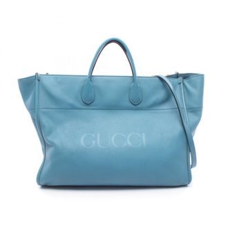 Gucci Blue Leather Handbag Tote Bag (Pre-Owned)