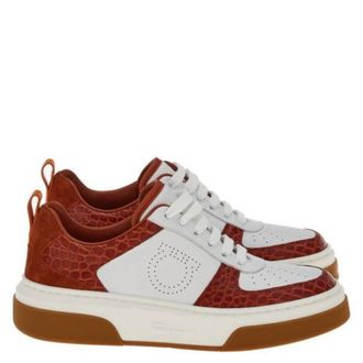 Ferragamo Cassina Croc-Embossed Leather Sneakers, Size 7 C