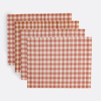 La Redoute Interieurs Set van 4 bamboe placemats met ruitjes, Paol