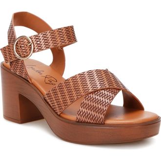 London Rag Elenia Platform Block Heel Sandal in Tan at Nordstrom Rack, Size 8.5