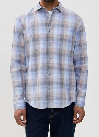 Billy Reid Check Hutcheson Sport Shirt In Blue Multi