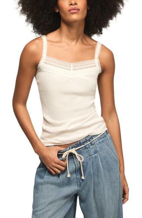 Lucky Brand Lace Trim V-Neck Tank in Tofu at Nordstrom, Size Xx-Large