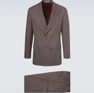 Brunello Cucinelli Herringbone linen and wool suit