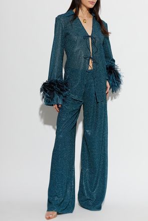 Os&eacute;ree Shirt With Lurex Thread, Womens, Blue