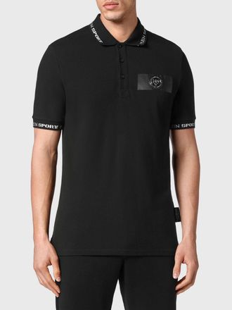 Plein Sport Polo slim fit in cotone con logo Hexagon a contrasto