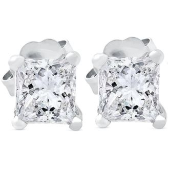 Pompeii3 1ct Princess Cut Lab Grown Diamond Studs 14K White Gold