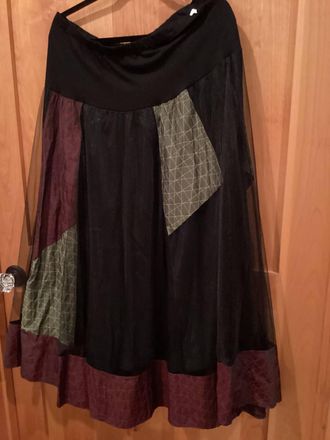 Luukaa D'Celli Womens Tricolor Maxi Skirt In Black/burgundy/green