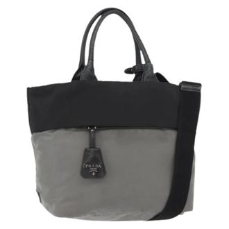 Prada Pre-owned Tote Bags, female, Black, Size: ONE SIZE Pre-owned Nylon Tote Bag