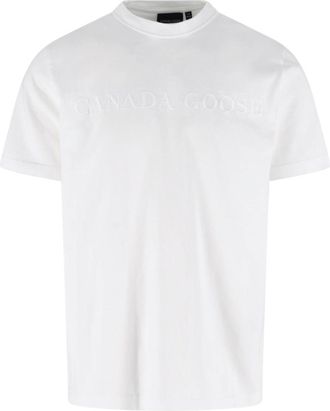 Canada Goose White Plain Embossed Cotton Logo T-shirt
