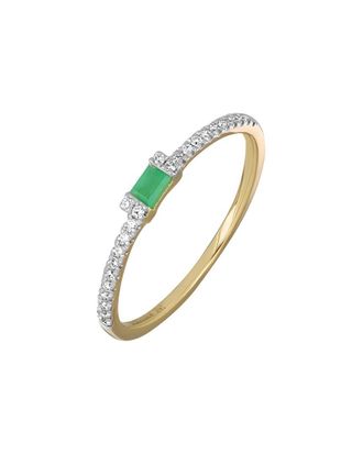 Bony Levy El Mar 18K 0.22 Ct. Tw. Diamond & 1 Emerald El Mar Emerald Stackable Ring