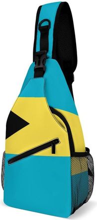 Generic Bahamas Flag Unisex Shoulder Bags Casual Crossbody Chest Bag Sling Backpack for Hiking Cycling Travel